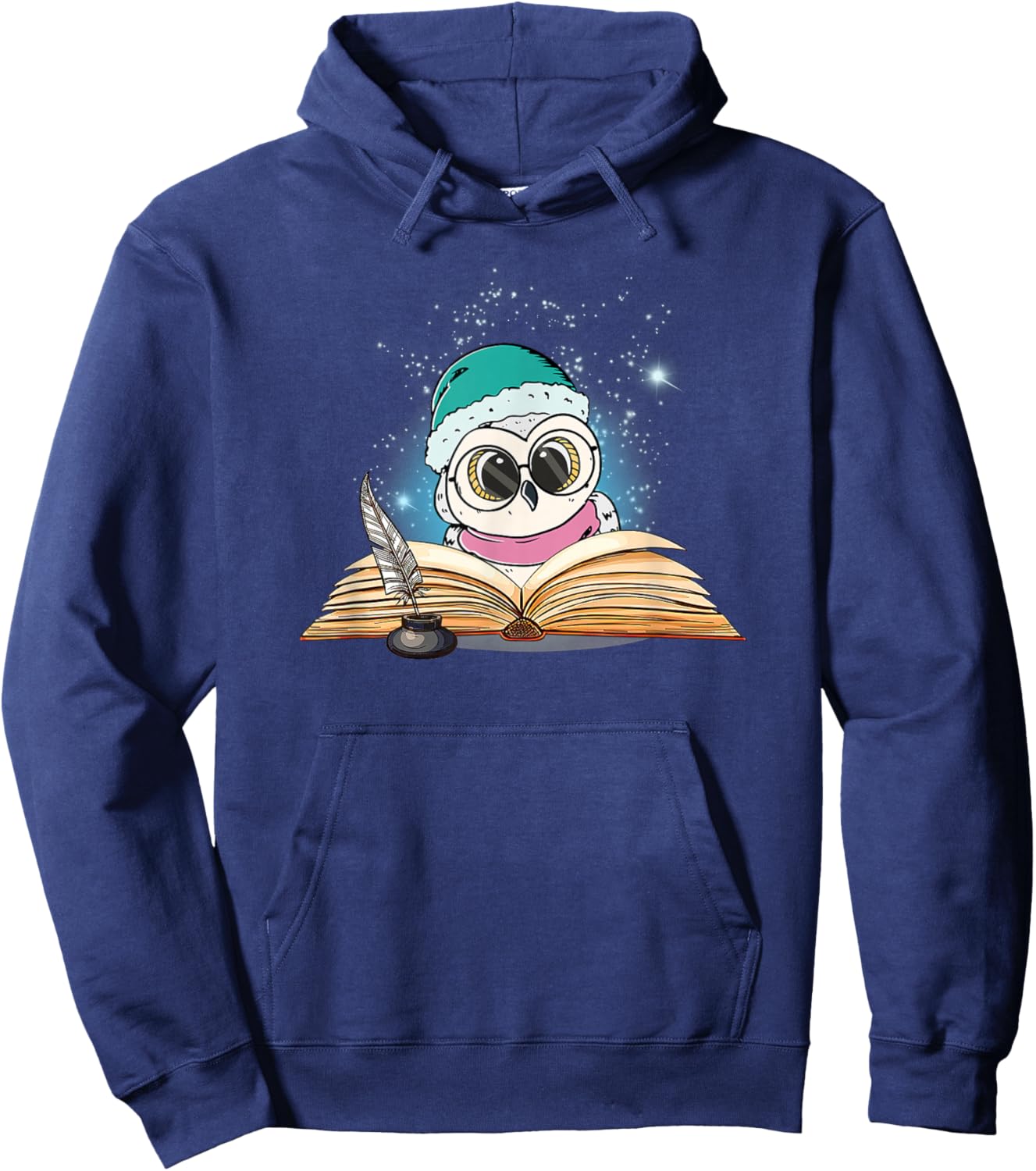 Cute Owl Art Books Women Teacher Reading Owl Lovers Book Hoodie - Hoodie | Navy