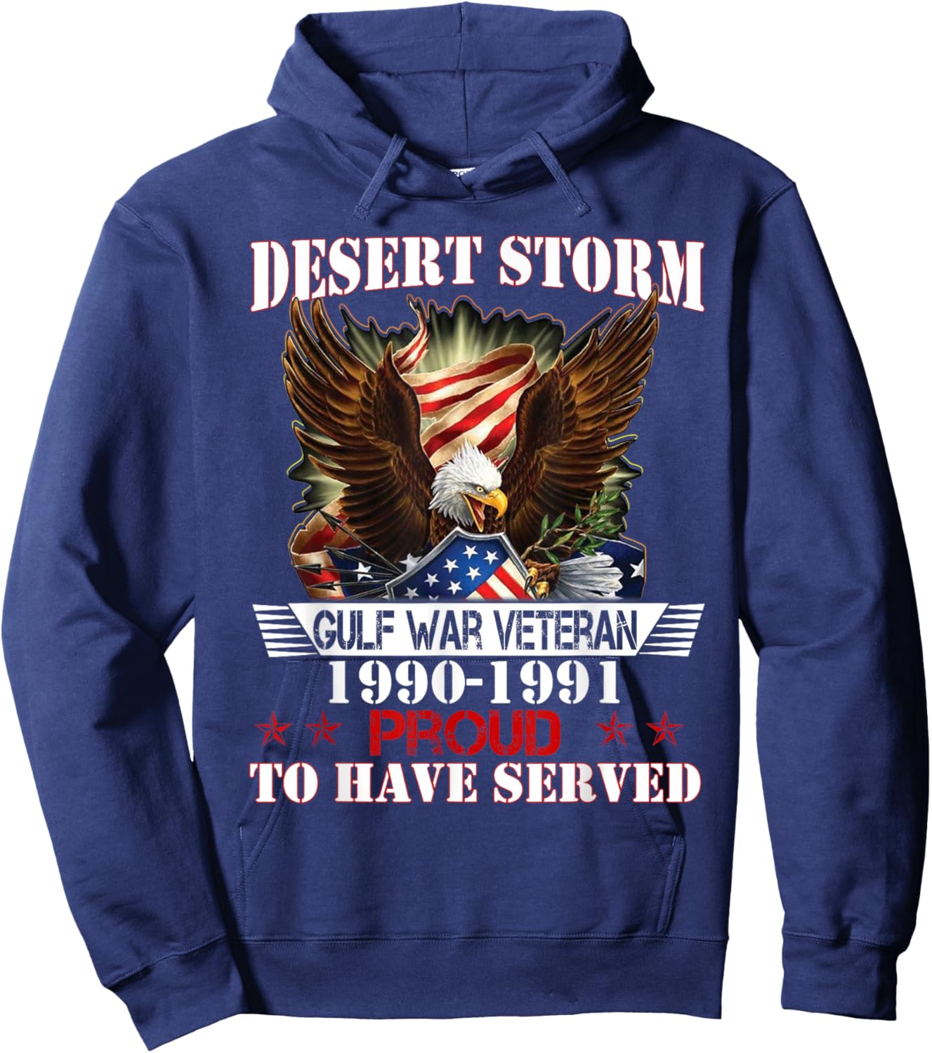 Desert Storm Veteran Pride Persian Gulf War Service Ribbon Hoodie - Hoodie | Navy