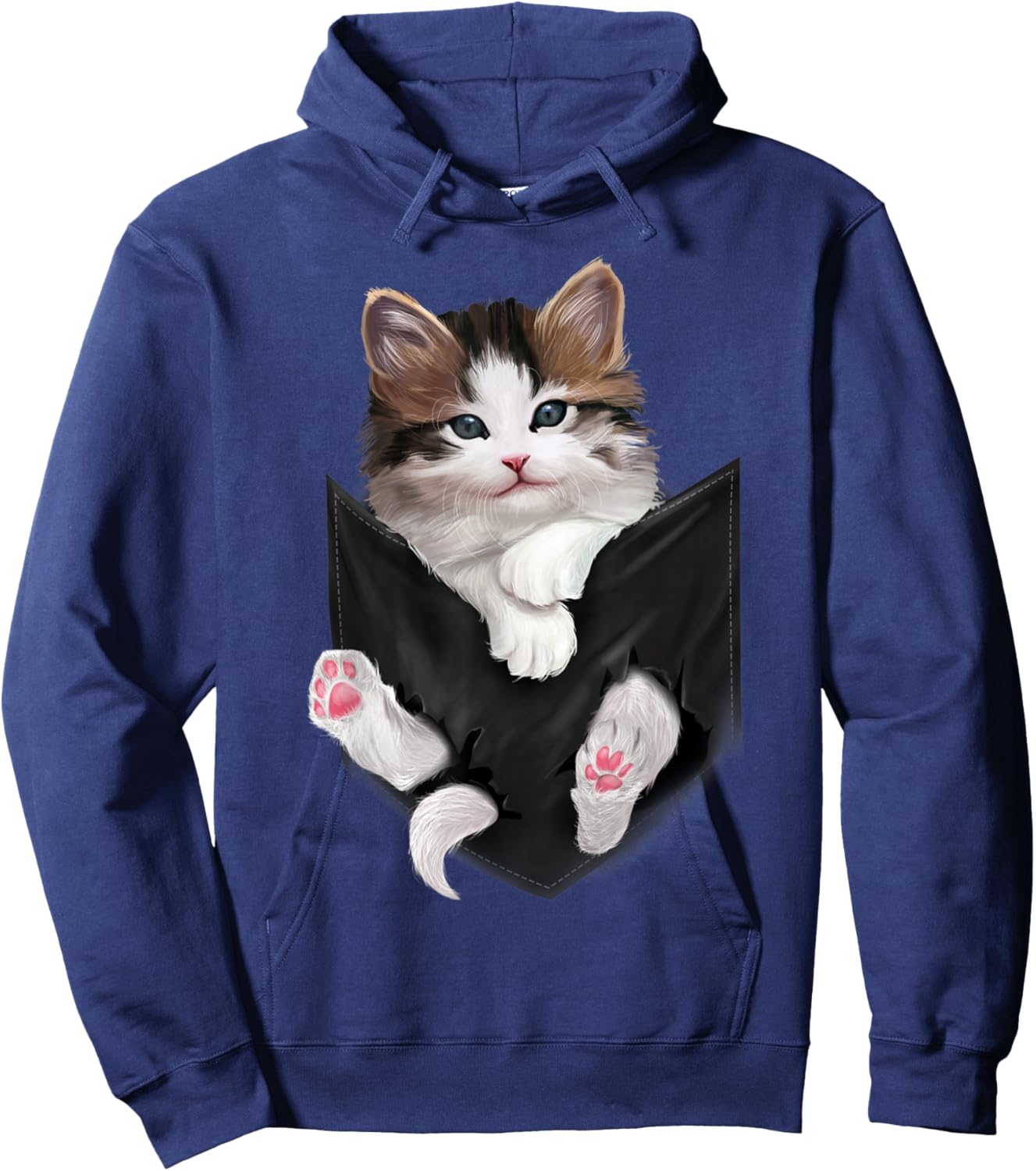 Cute White Kitty in Pocket Cats Shirt Gifts Hoodie - Hoodie | Navy