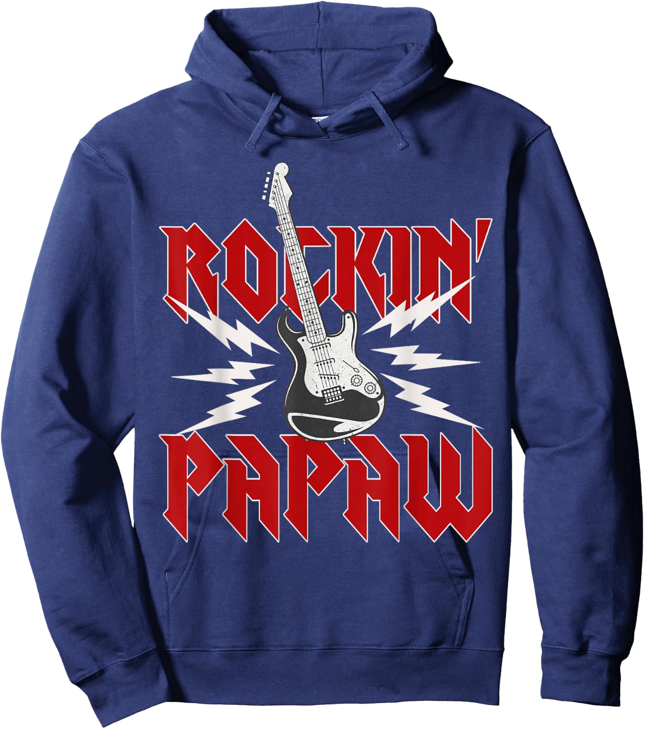 Papaw Rockin One Birthday Family Matching Rock Guitar Hoodie - Hoodie | Navy
