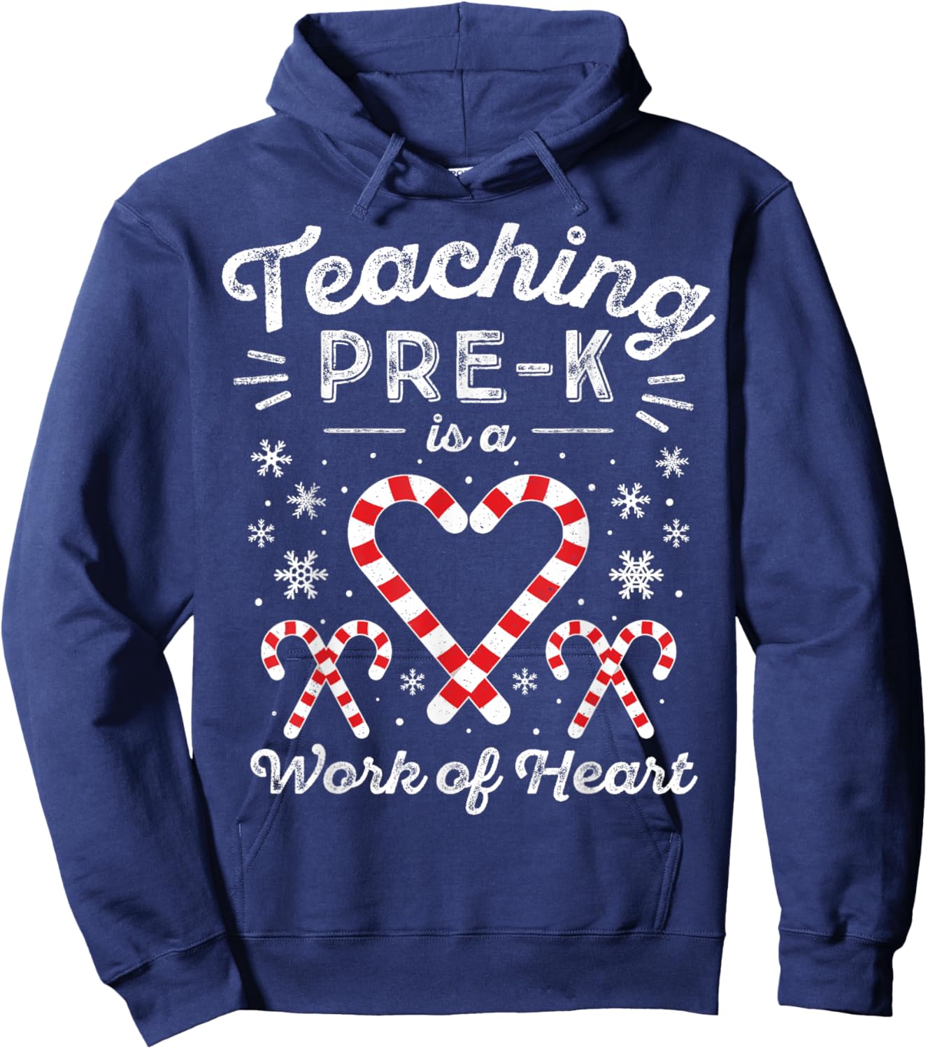 Christmas Candy Cane Work of Heart Preschool & Pre-K Teacher Women Kids Hoodie - Hoodie | Navy