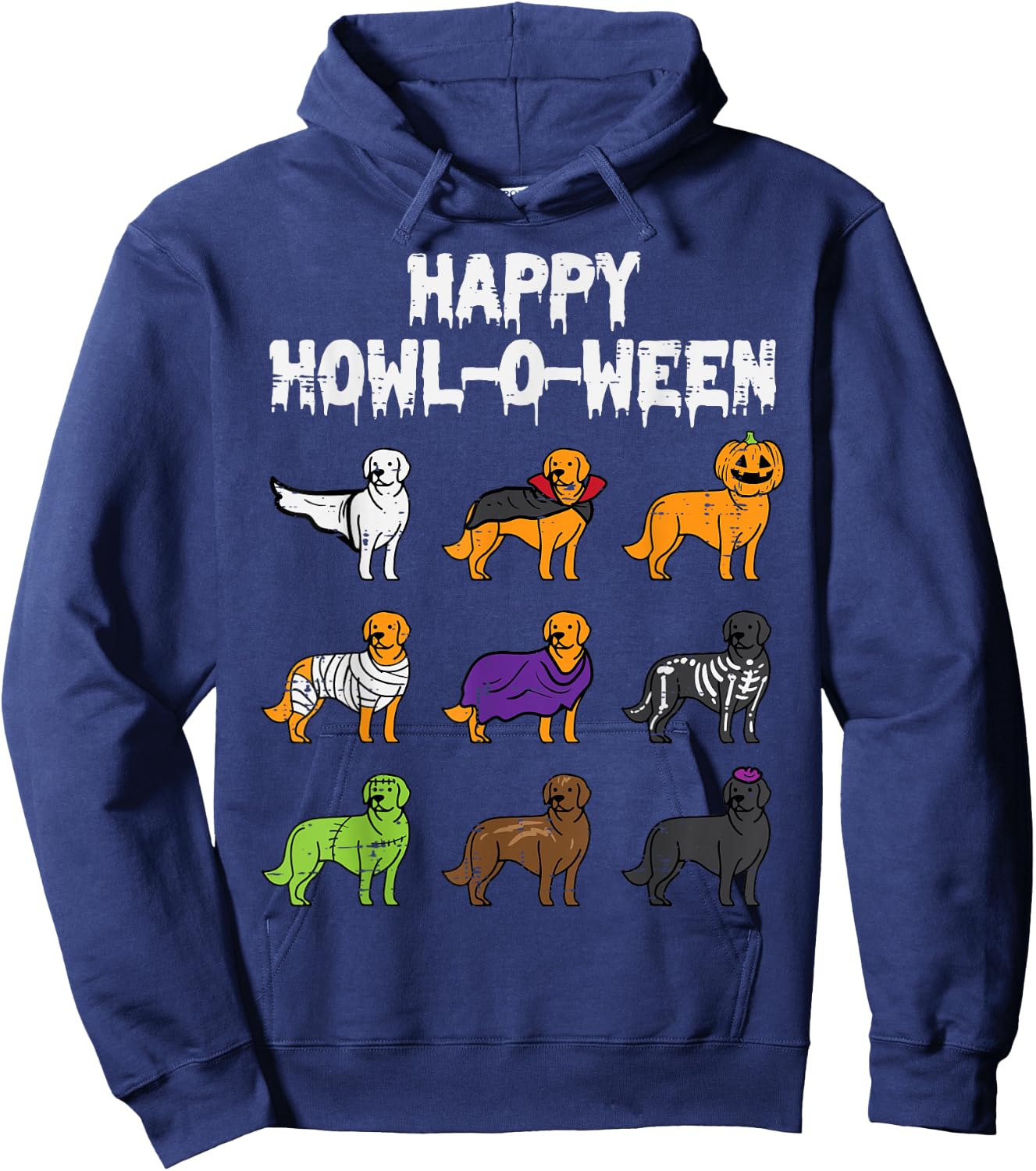 Halloween Dog Howl O Ween Golden Retriever Men Women Kids Hoodie - Hoodie | Navy