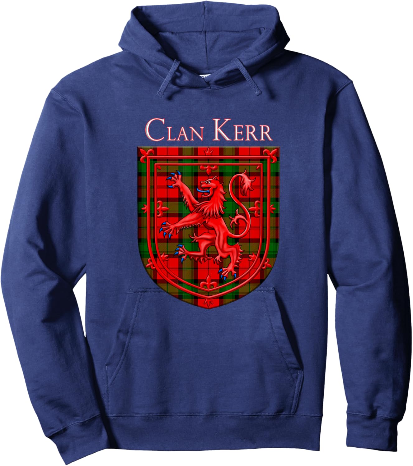 Kerr Tartan Scottish Plaid Lion Rampant Hoodie - Hoodie | Navy