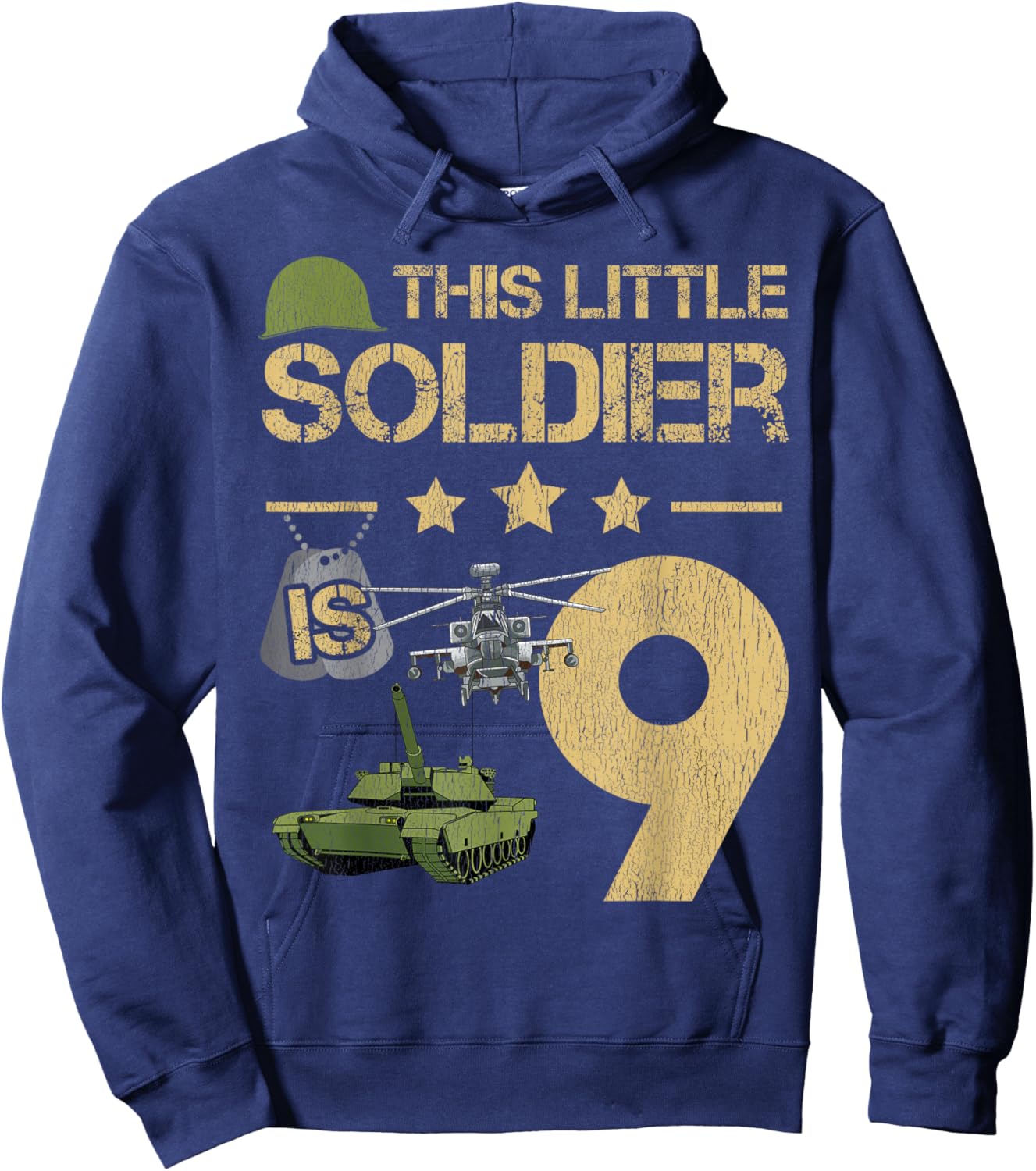 9 Year Old Soldier Birthday Boy 9th Birthday Kids Army Camo Hoodie - Hoodie | Navy