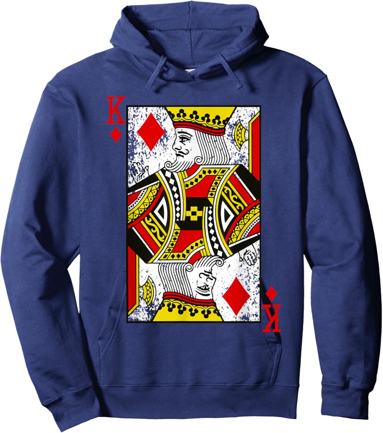 King of Diamonds Playing Card Distressed Hoodie - Hoodie | Navy