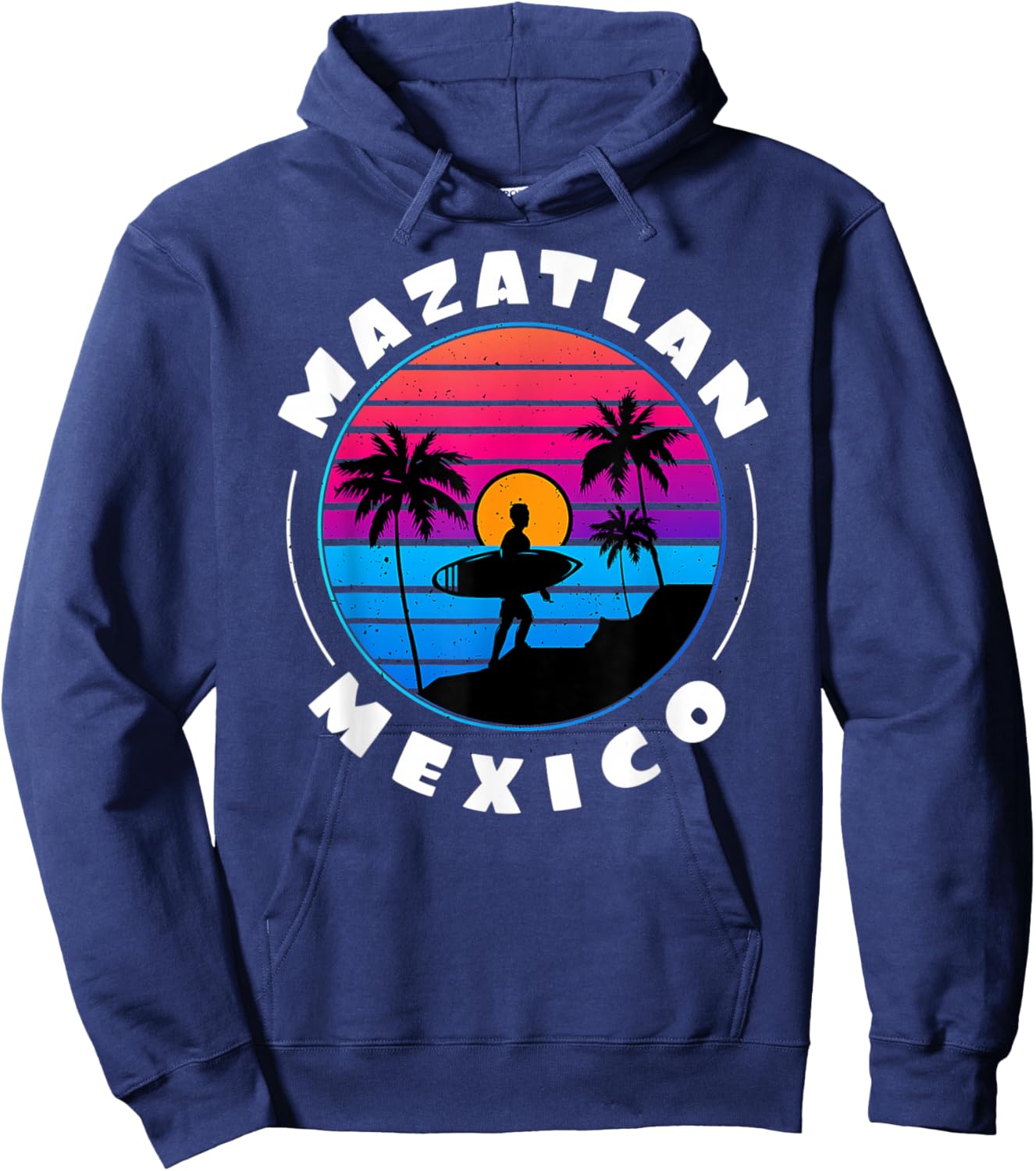 Retro Sunset Mazatlan Mexico Colorful Palm Tree Costume Hoodie - Hoodie | Navy