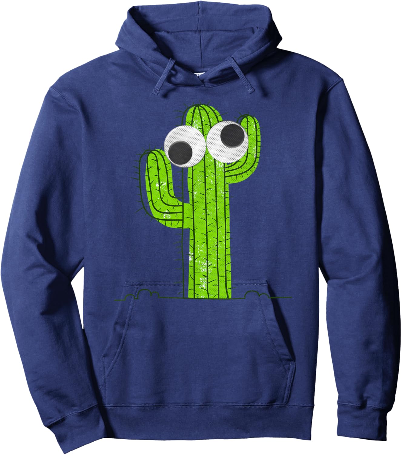 Googly Eyes Cactus Vintage Funny Hoodie - Hoodie | Navy