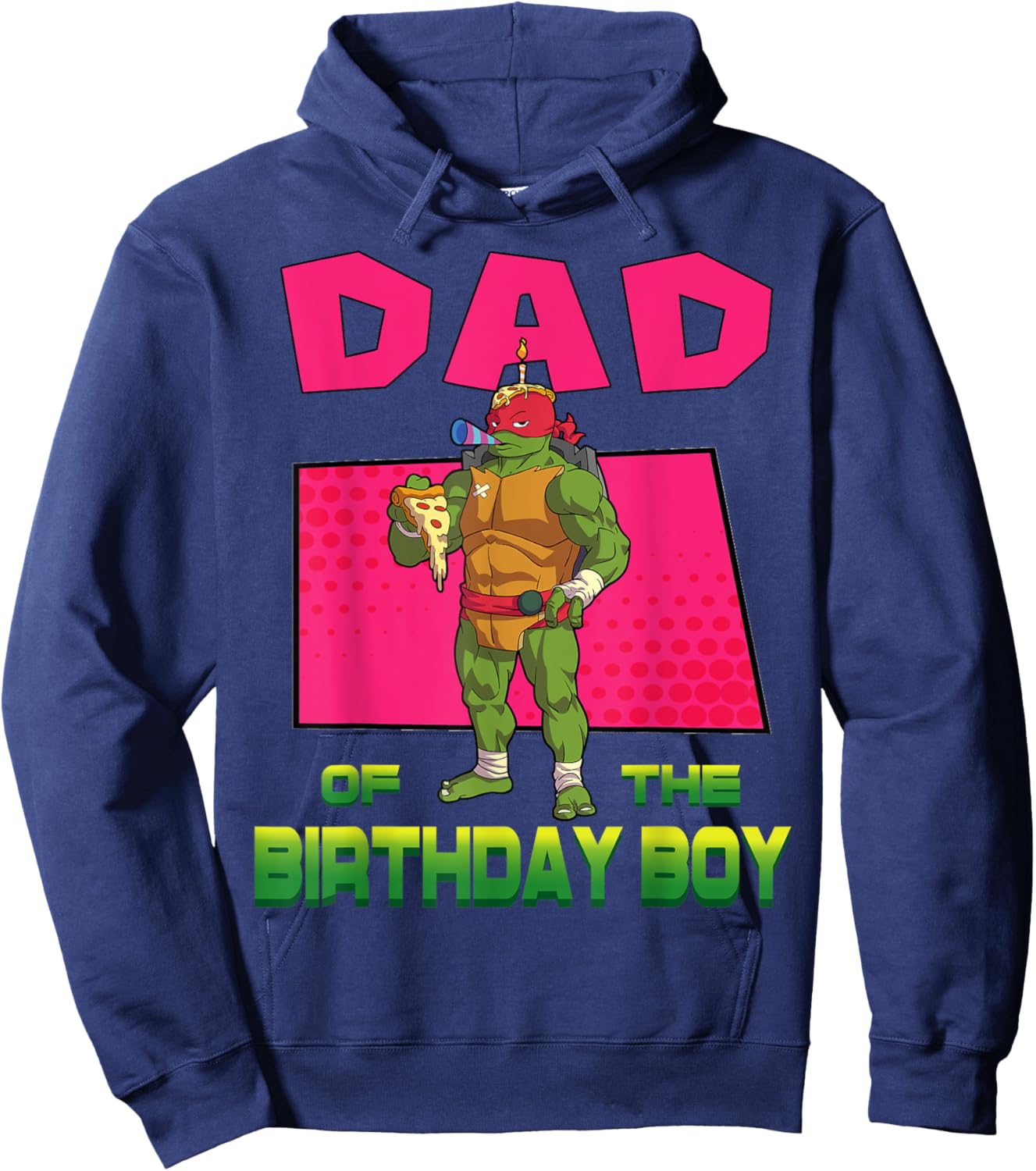 Mademark x Teenage Mutant Ninja Turtles - Raphael Daddy of the Birthday Boy Pizza Theme Party Hoodie - Hoodie | Navy