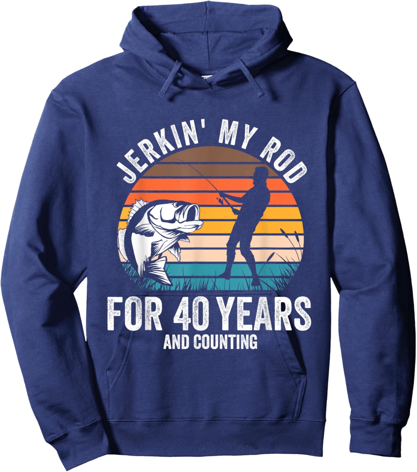 40th Birthday Gift Fisherman Men Funny Fishing 40 Bday Hoodie - Hoodie | Navy