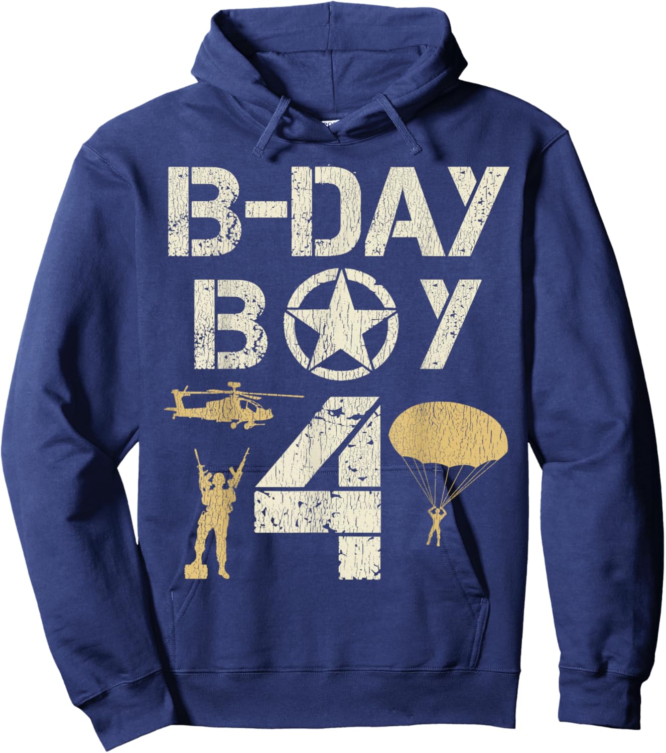 4 Year Old Soldier Birthday Boy 4th Birthday Kids Army Camo Hoodie - Hoodie | Navy