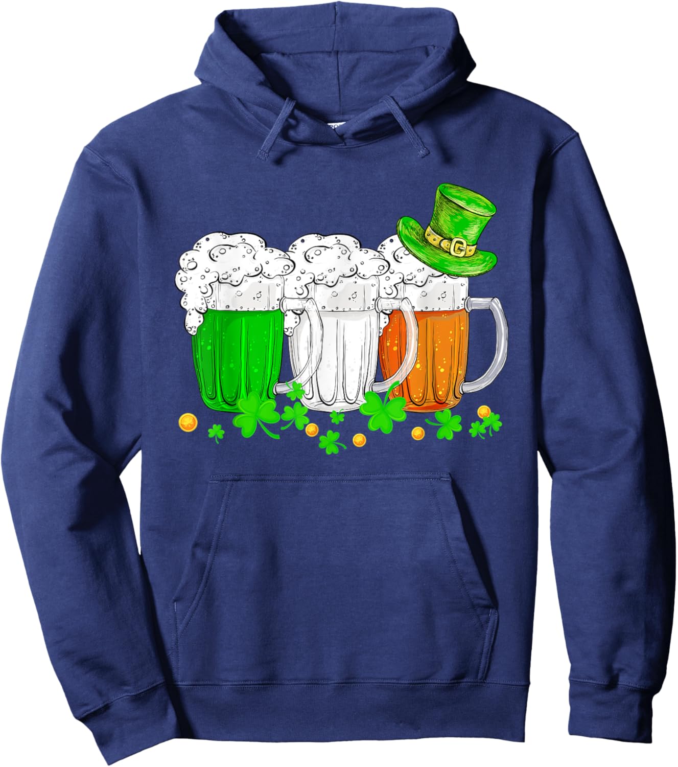Irish Beer With Irish Hat Funny Drinking St Paddys Day Hoodie - Hoodie | Navy