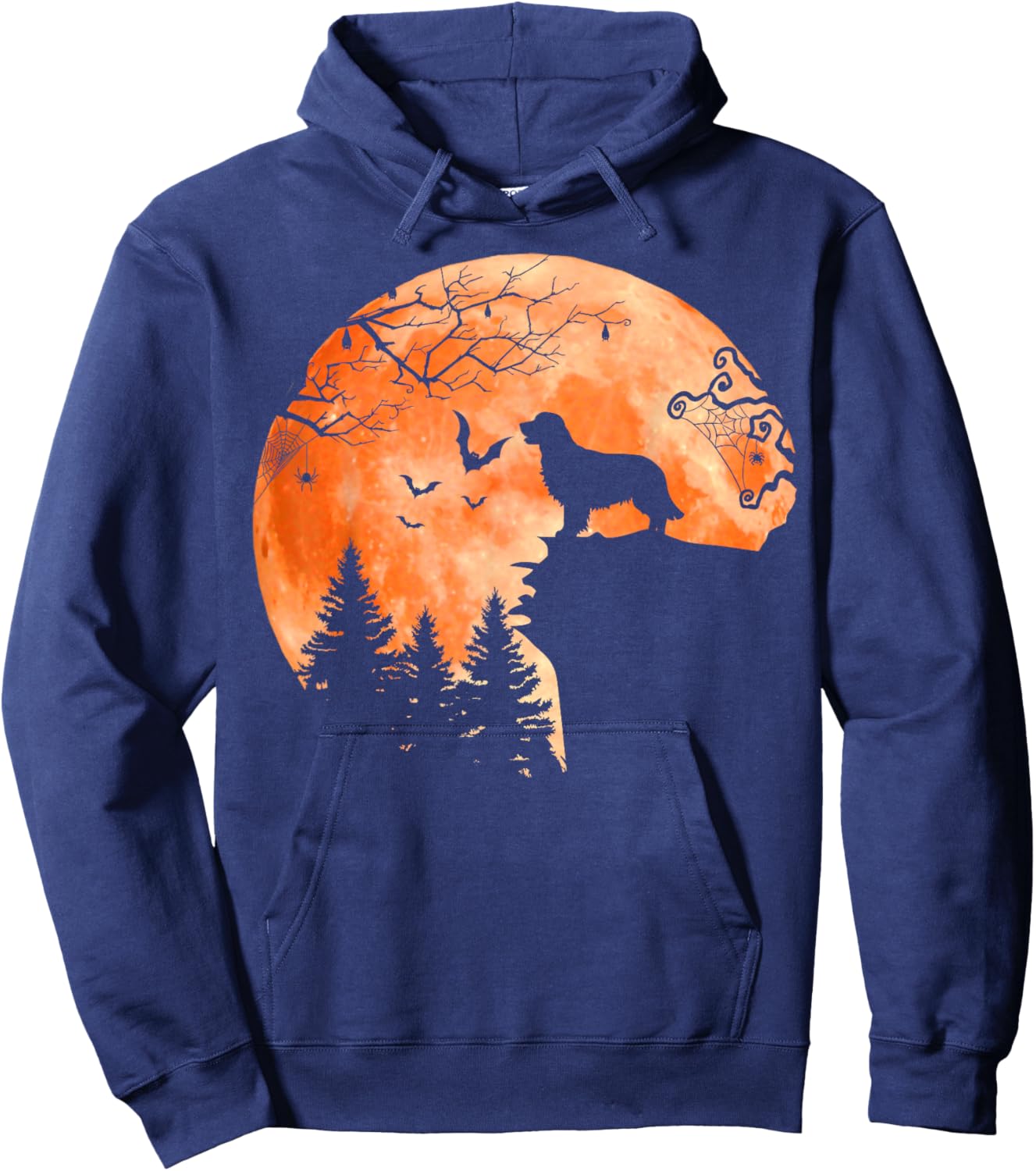 Golden Retriever and Moon Silhouette Dog Lover Halloween Women Kids Hoodie - Hoodie | Navy