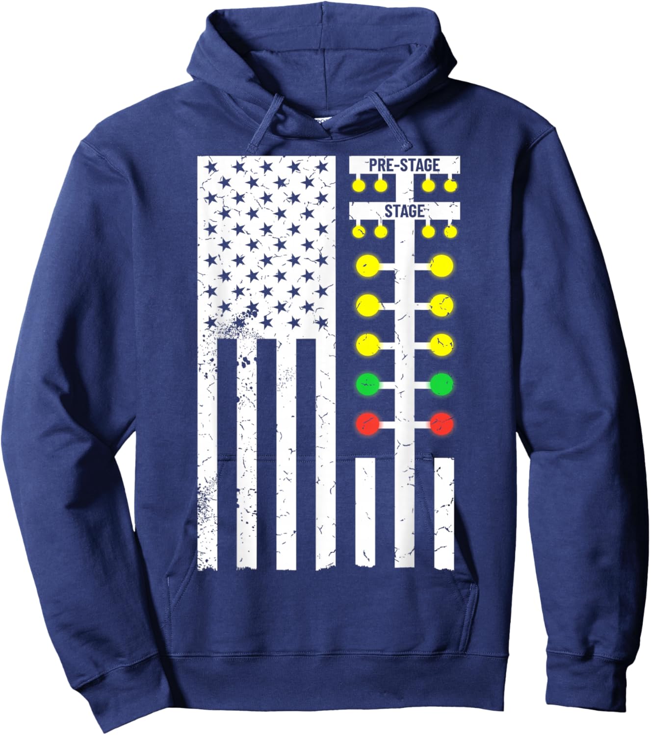 Drag Racing Flag American Drag Race Track Strip Light Tree Hoodie - Hoodie | Navy