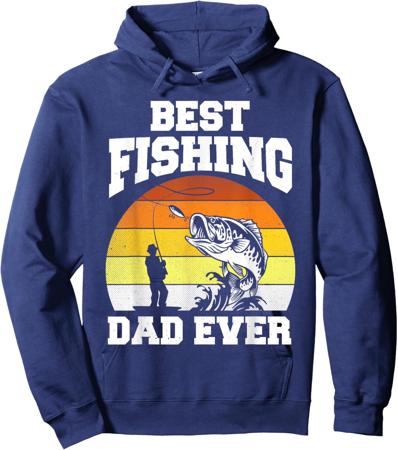 Best Fishing Dad Ever Fisherman Reel Cool Fathers Day Hoodie - Hoodie | Navy