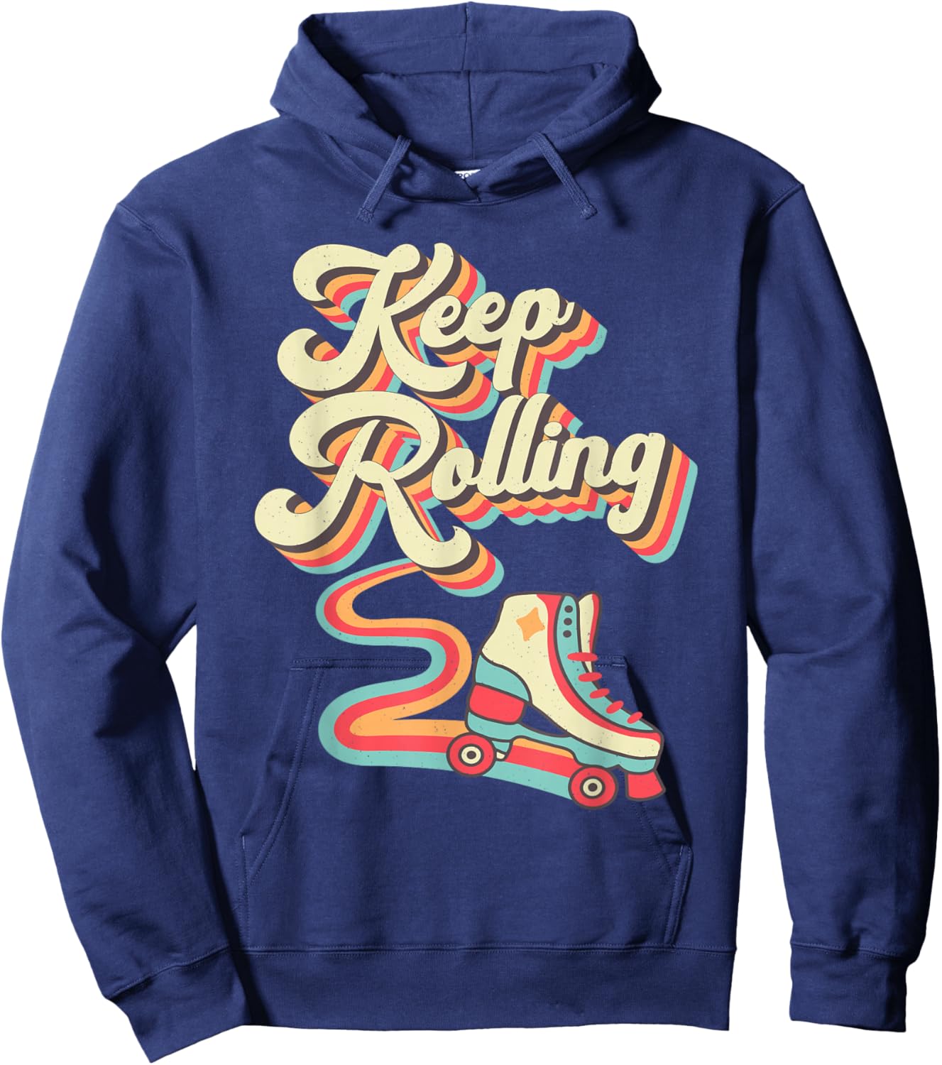 Cool Roller Skating Skate Girl 1970S Retro Hoodie - Hoodie | Navy