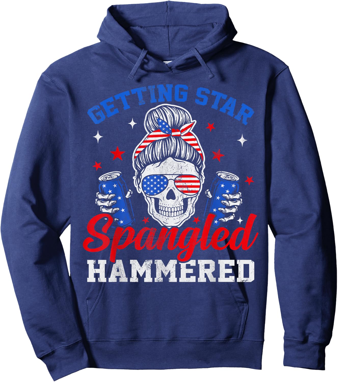 Retro Getting Star Spangled Hammered America 4th Of July Hoodie - Hoodie | Navy