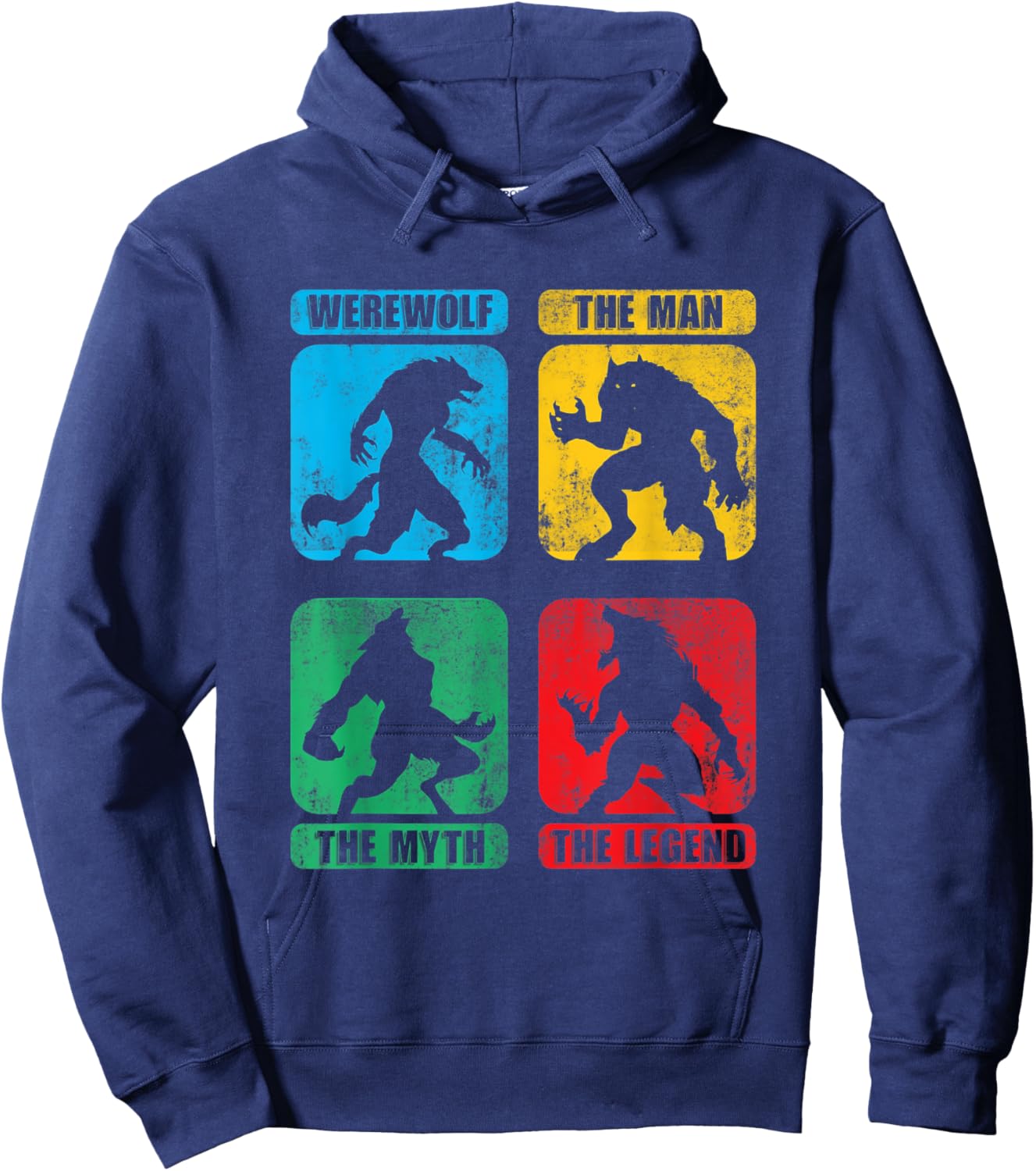 Werewolf The Man The Myth The Legend 4 Box Design Hoodie - Hoodie | Navy
