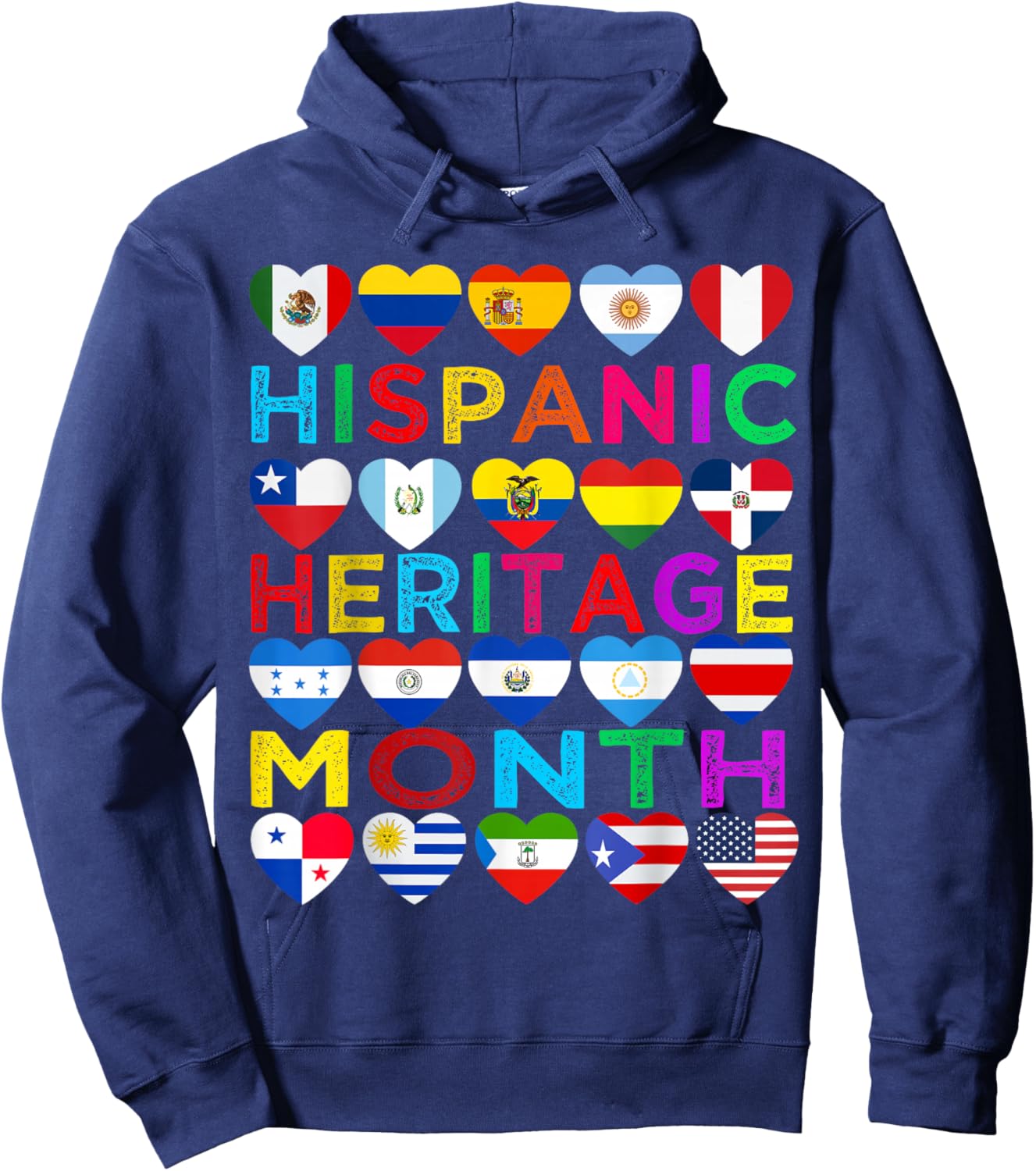 Hispanic Heritage Month National Latino Countries Flags Hoodie - Hoodie | Navy