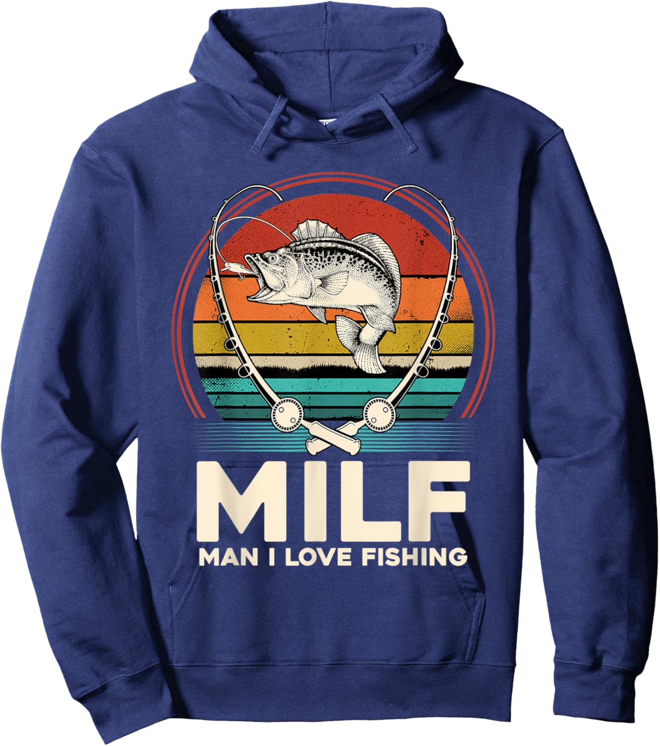 MILF Man I Love Fishing Funny Fisherman Reel Vintage Style Hoodie - Hoodie | Navy