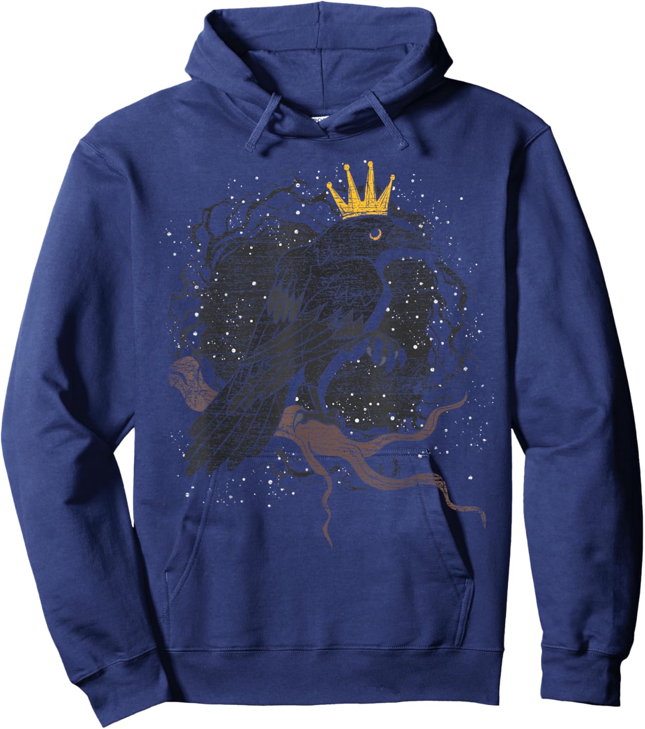 Crown Raven Creepy Night Forest Animal Gothic Bird Crow Hoodie - Hoodie | Navy