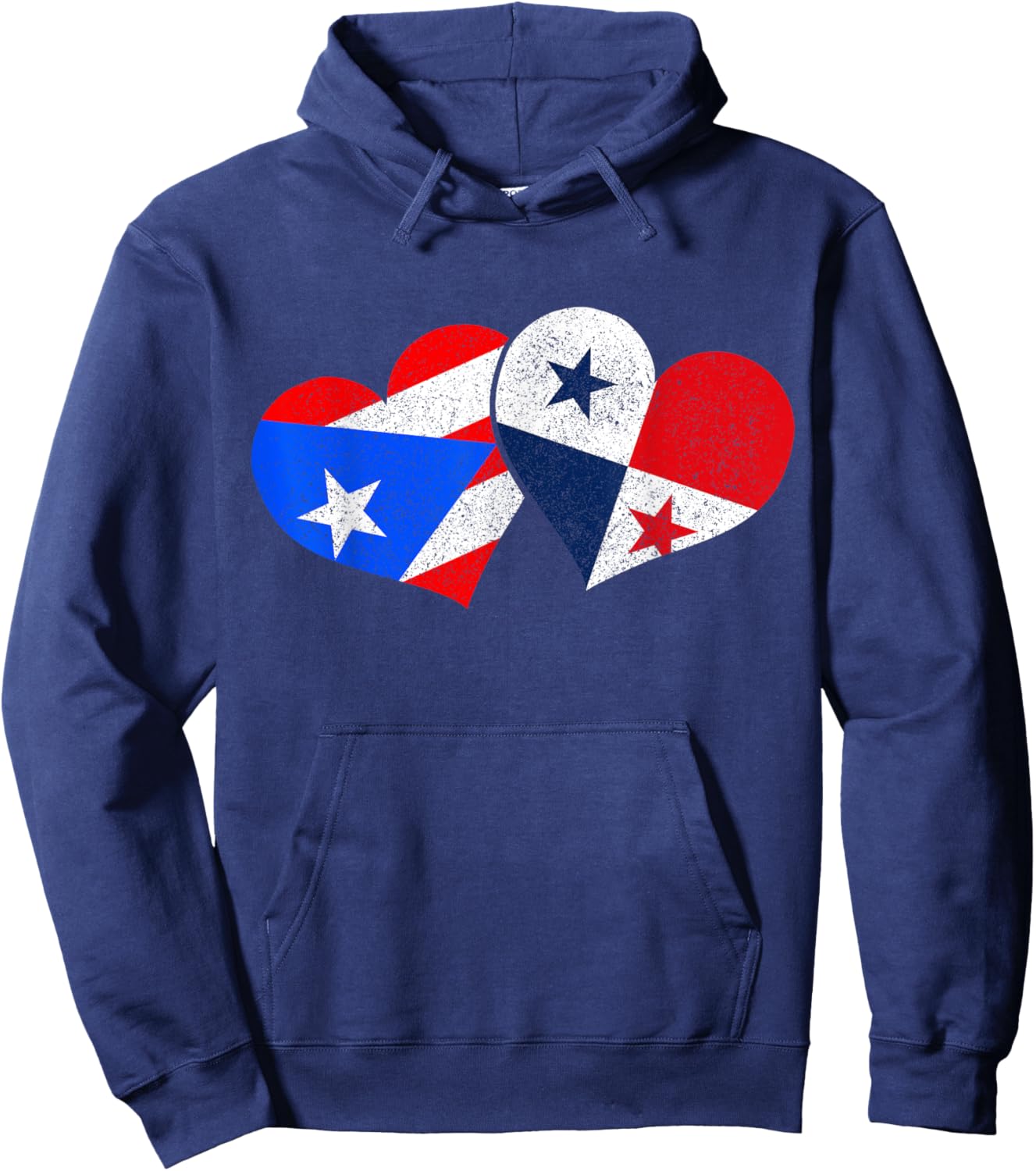 Puerto Rico & Panama Heart Pride Heritage Puerto Rican Flag Hoodie - Hoodie | Navy