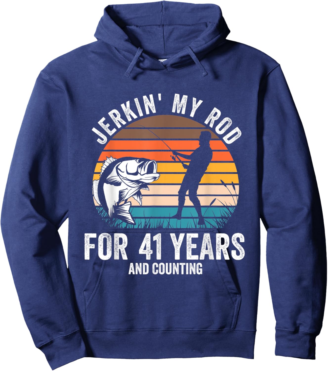 41st Birthday Gift Fisherman Men Funny Fishing 41 Bday Hoodie - Hoodie | Navy