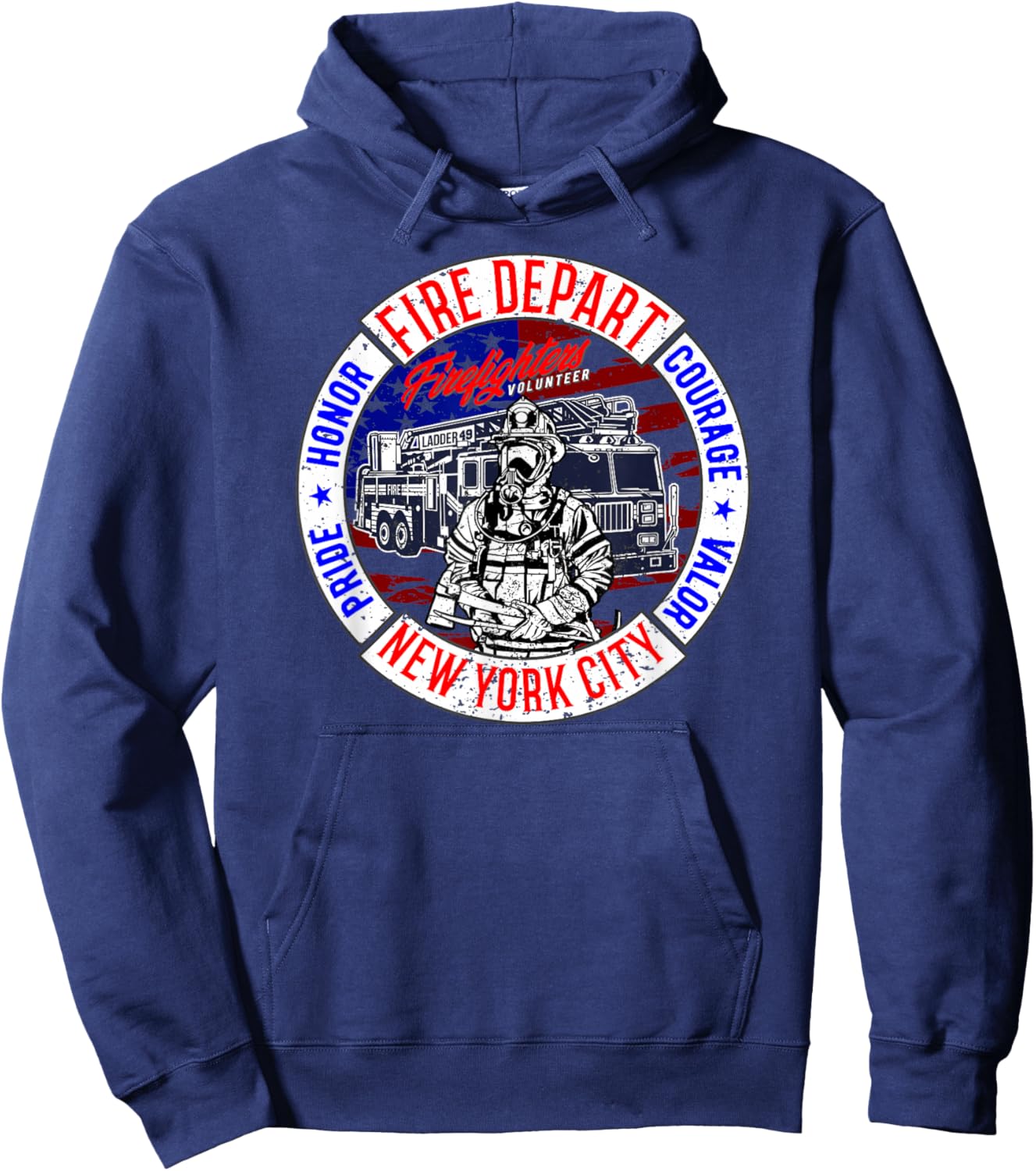 Firefighter Truck Gear Fire Department New York Firefighters Hoodie - Hoodie | Navy