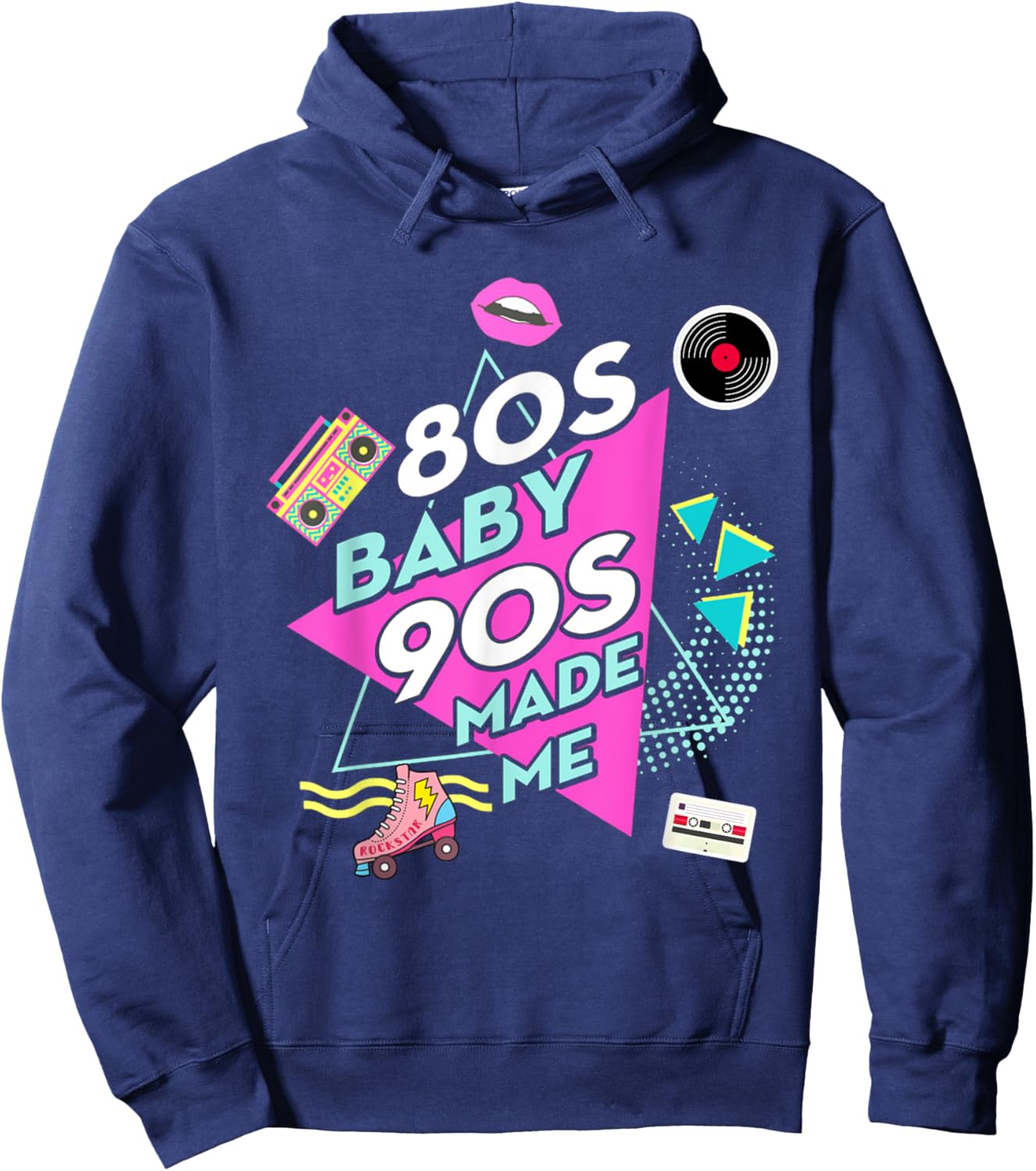 1980s 80's Baby 1990s 90's Outfit Costume Retro Party Theme Hoodie - Hoodie | Navy