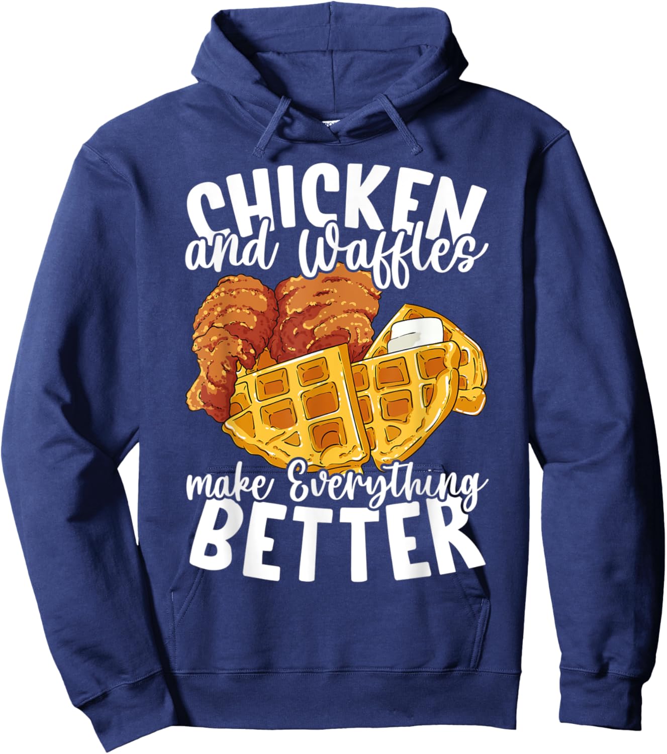 Chicken and Waffles Brunch Food Funny Hoodie - Hoodie | Navy