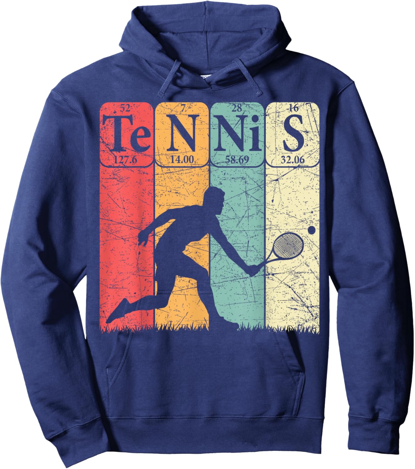 Tennis Periodic Table Elements Tennis Player Nerd Vintage Hoodie - Hoodie | Navy