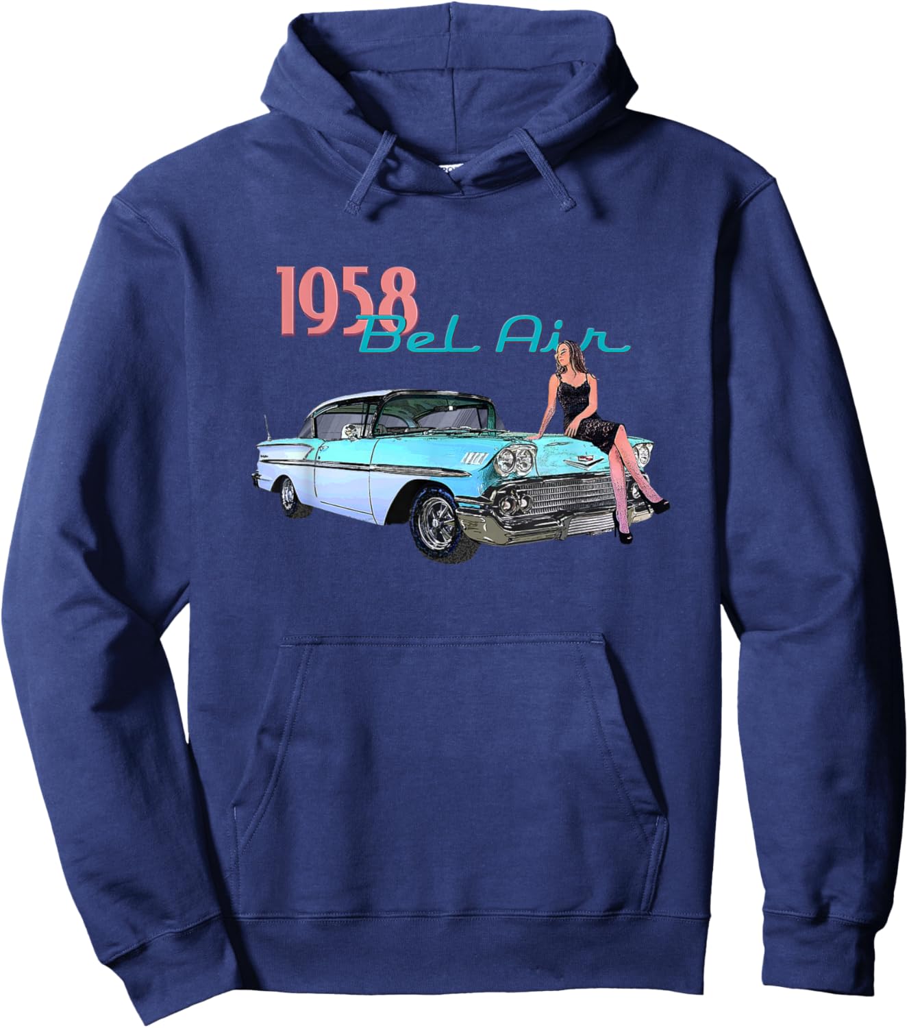Vintage Cars, Classic Cars, 1958 Bel Air, 1950's, Girls Hoodie - Hoodie | Navy