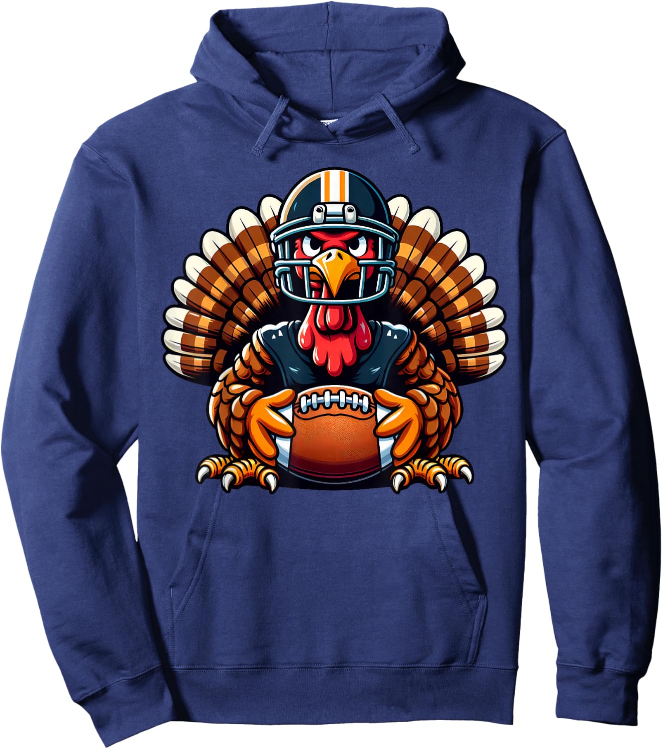 Cool Thanksgiving Football Gobble Player Turkey Football Hoodie - Hoodie | Navy