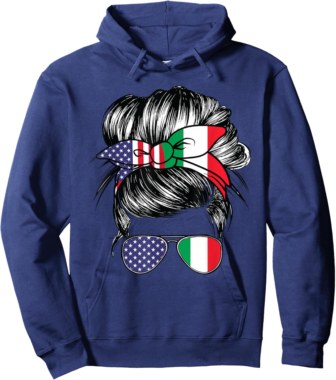 Italy Flag American Women Girl USA Heritage Italian Hoodie - Hoodie | Navy
