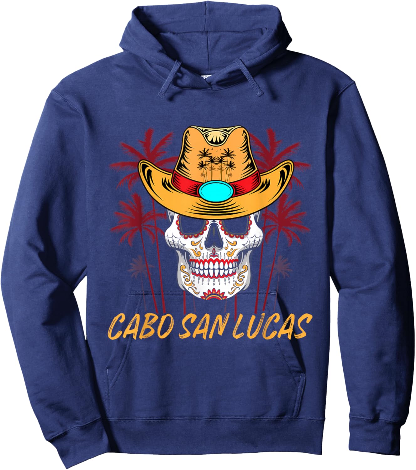 Cabo San Lucas Sugar Skull Cabo Mexico Souvenirs California Hoodie - Hoodie | Navy