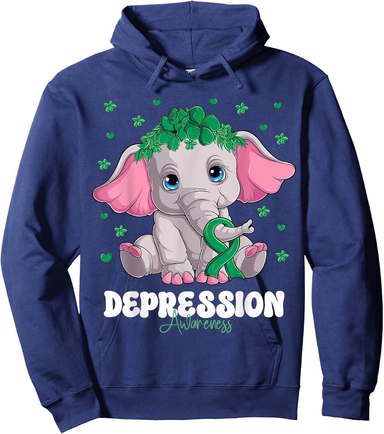 Green Ribbon Survivor Warrior Depression Awareness Hoodie - Hoodie | Navy
