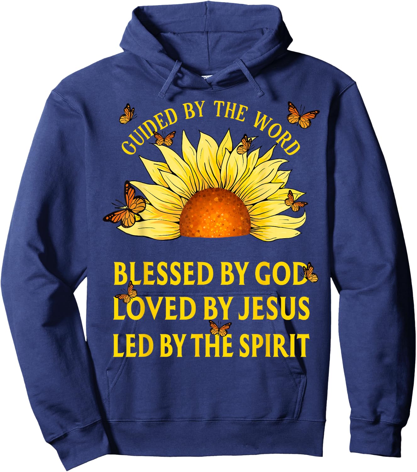 Guided By The Bible Blessed By God Sunflower Christian Hoodie - Hoodie | Navy