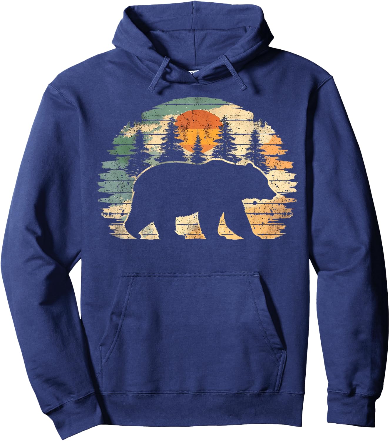 Outdoor Nature Full Moon Trees Wildlife Forest Animal Bear Hoodie - Hoodie | Navy