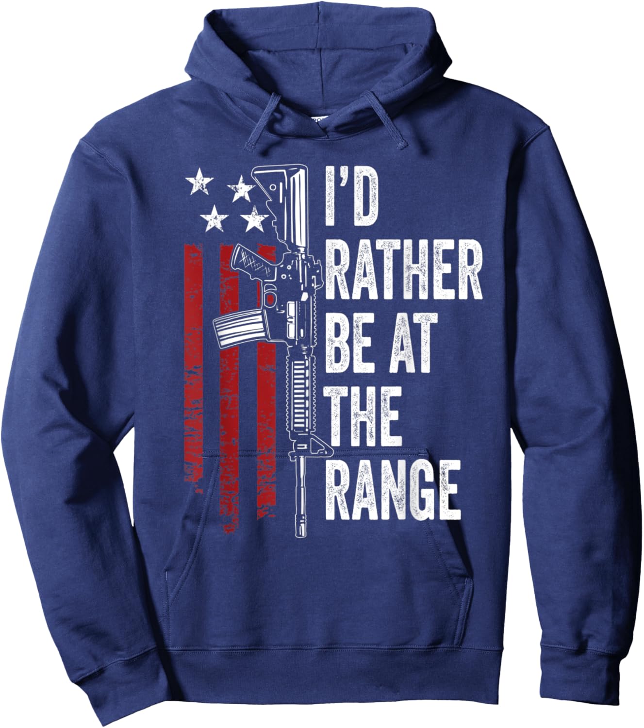 I'd Rather Be At The Gun Range - USA Flag Funny Guns Owner Hoodie - Hoodie | Navy