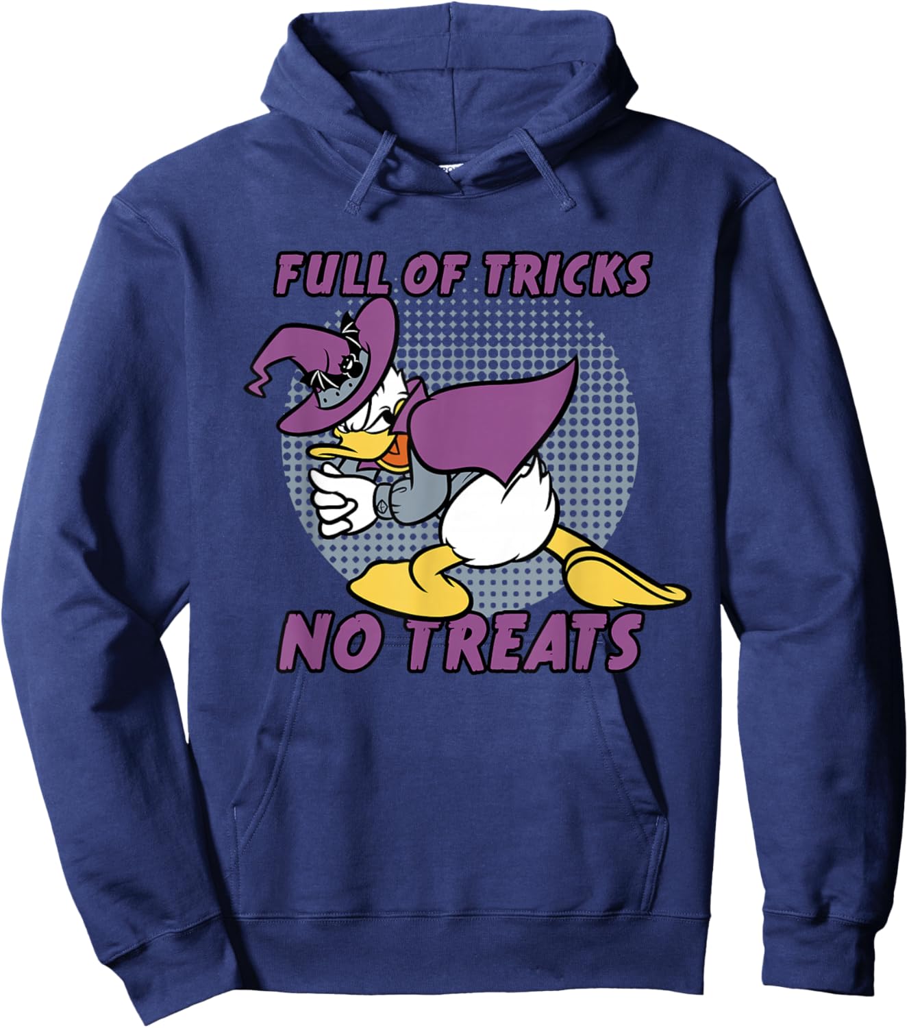 Disney Donald Duck Full of Tricks No Treats 80s Halloween Hoodie - Hoodie | Navy