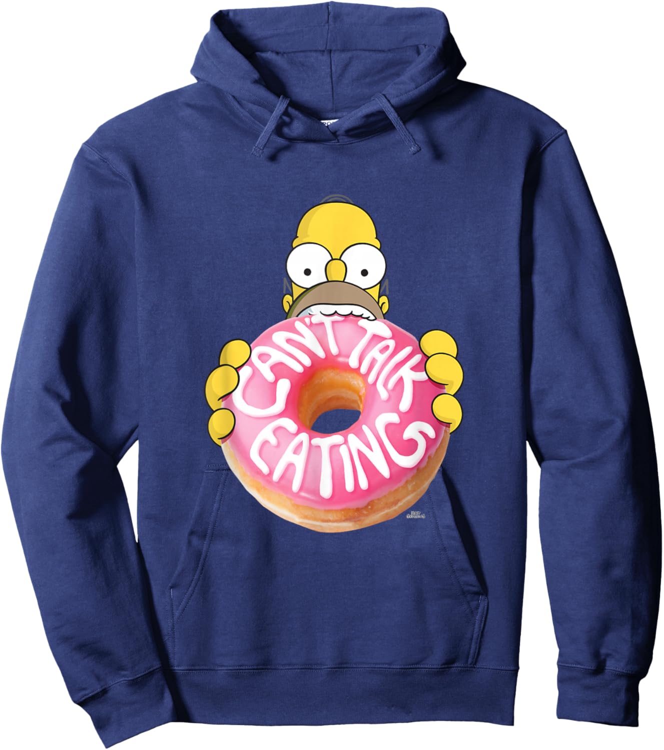 The Simpsons Homer Can't Talk Eating Donut Small Hoodie - Hoodie | Navy