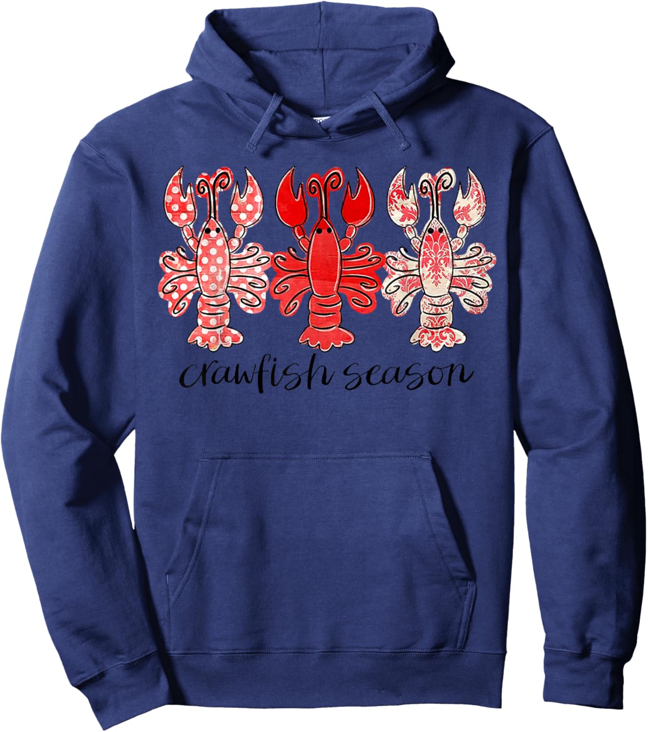 Crawfish Season Crawfish Shirt, Love Crawfish , -Adults, Grey, Small, Short Sleeve Hoodie - Hoodie | Navy