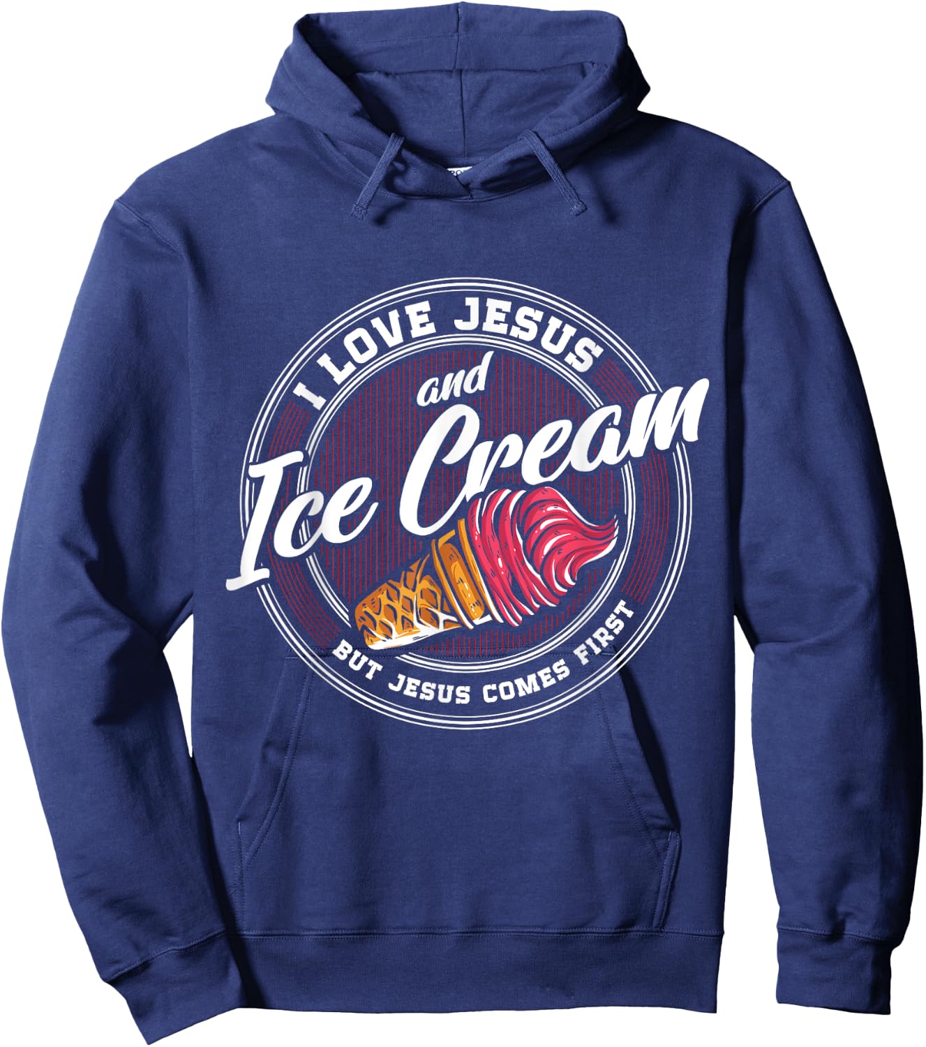 Ice cream Lover Love Ice cream Christian Religion Catholic Hoodie - Hoodie | Navy