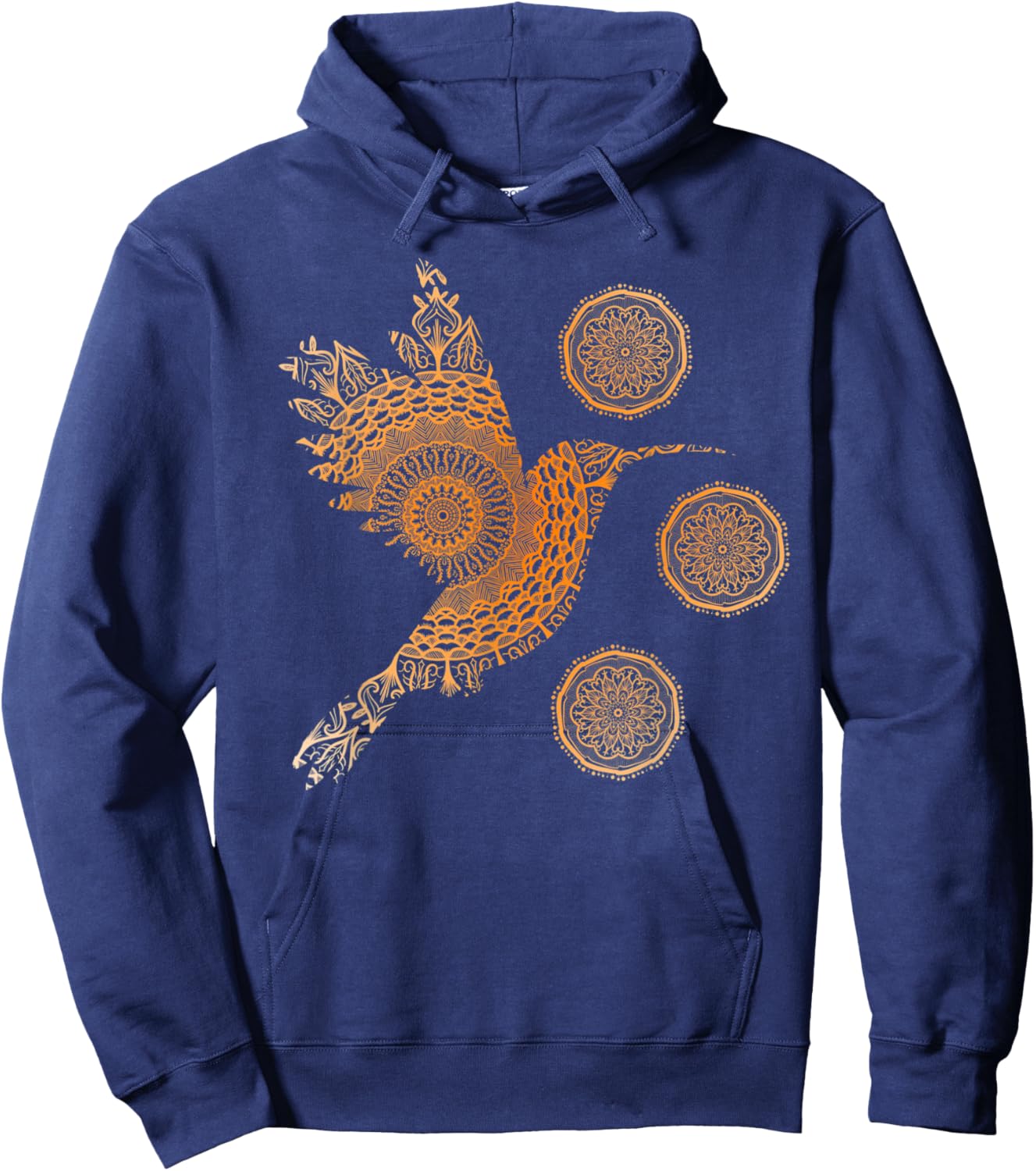Sacred Mandala Hummingbird Nature Fractal Geometry Hoodie - Hoodie | Navy