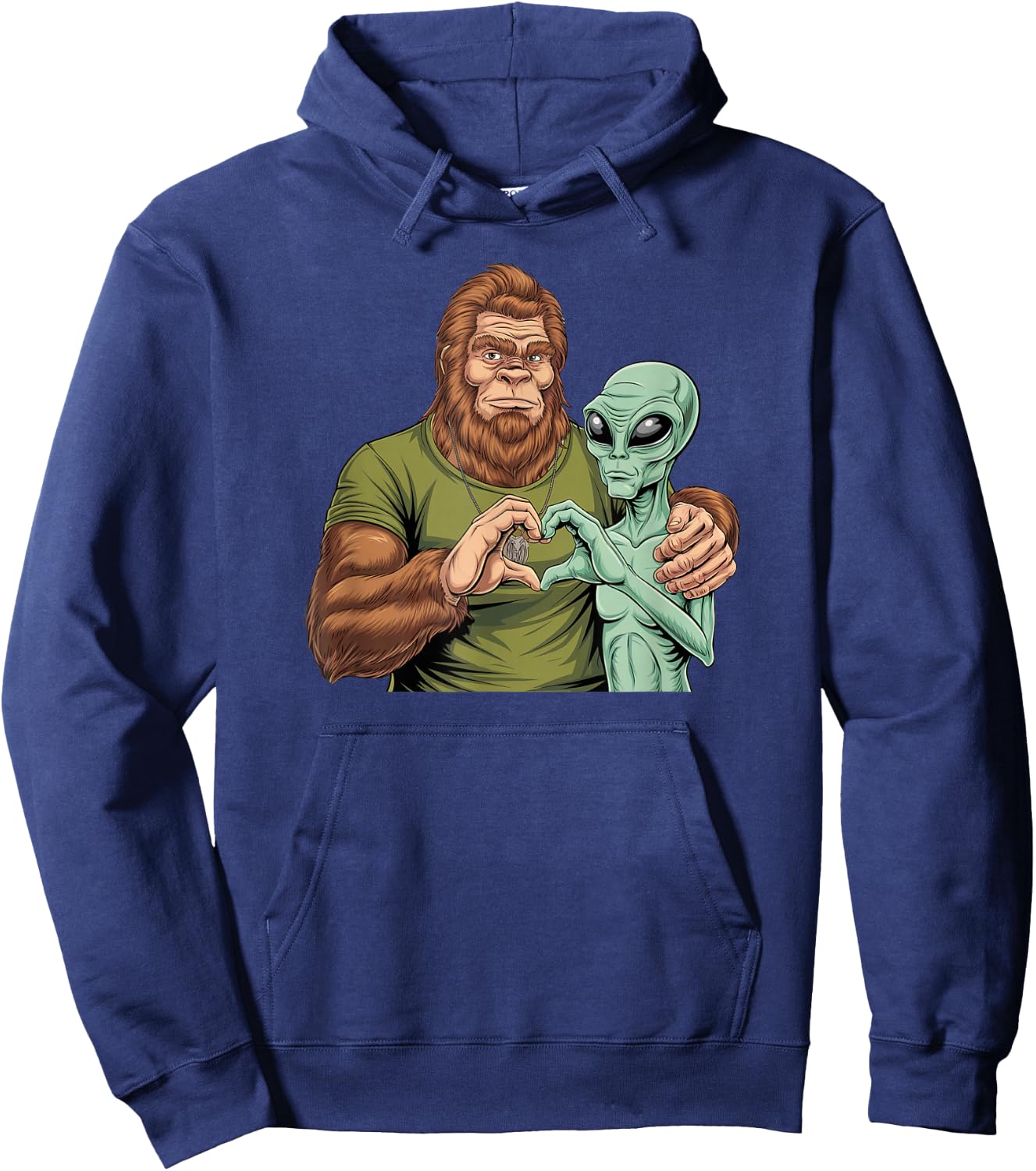 Funny Bigfoot Sasquatch Alien Friends Hoodie - Hoodie | Navy