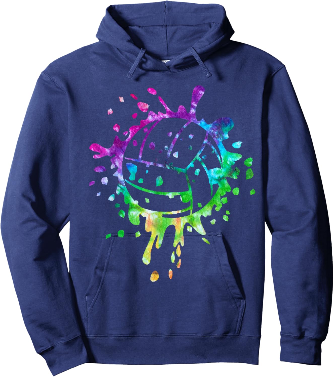 Volleyball Tie Dye Girls Distressed Ball Hoodie - Hoodie | Navy