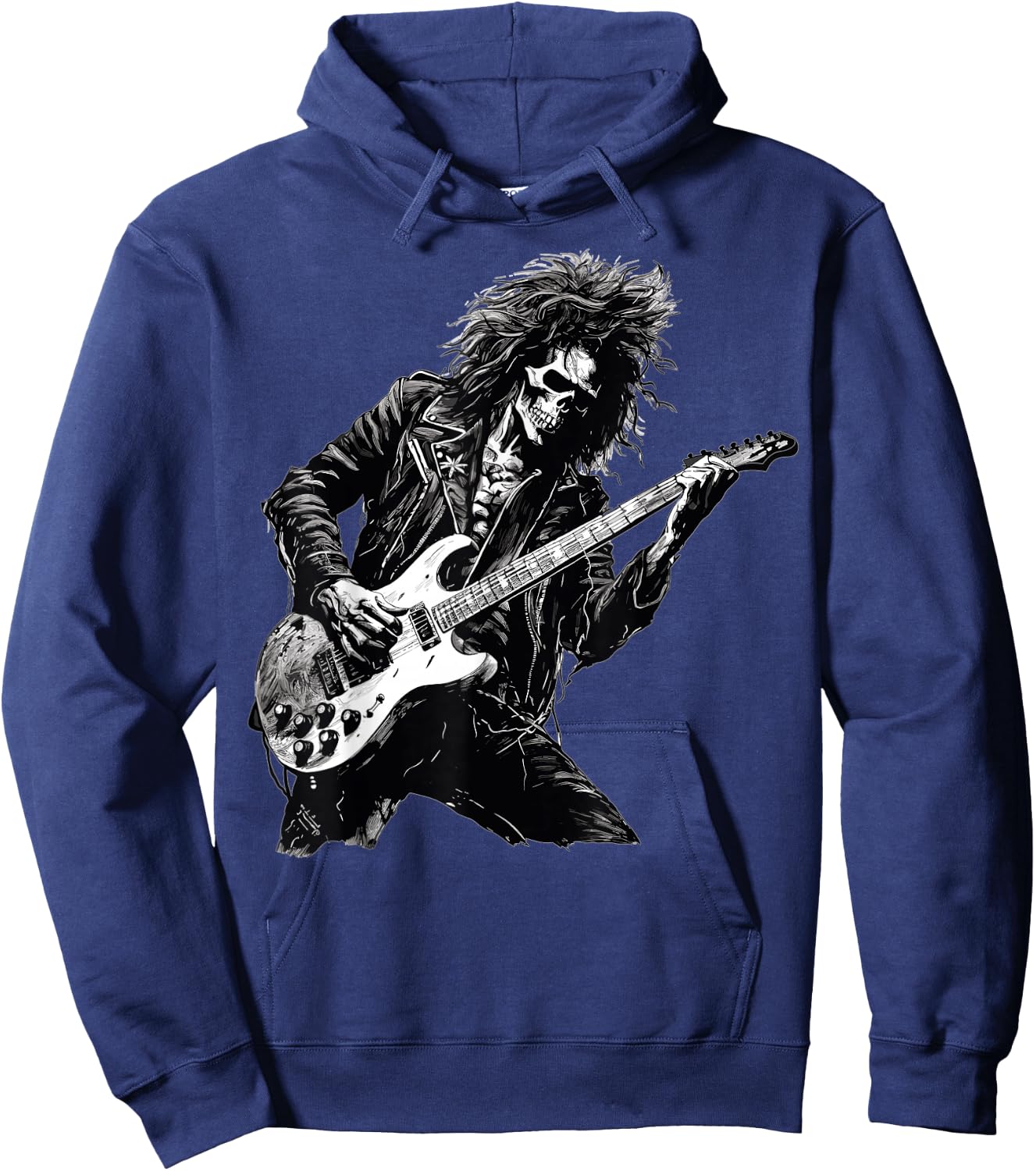 Skeleton Guitar Guy Rock And Roll Band Rock On Hoodie - Hoodie | Navy