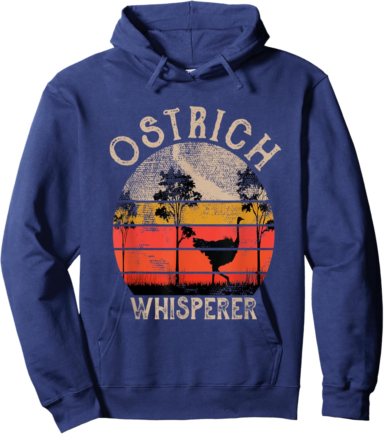 Retro Ostrich Whisperer Funny Ostrich Bird Animal Lover Hoodie - Hoodie | Navy