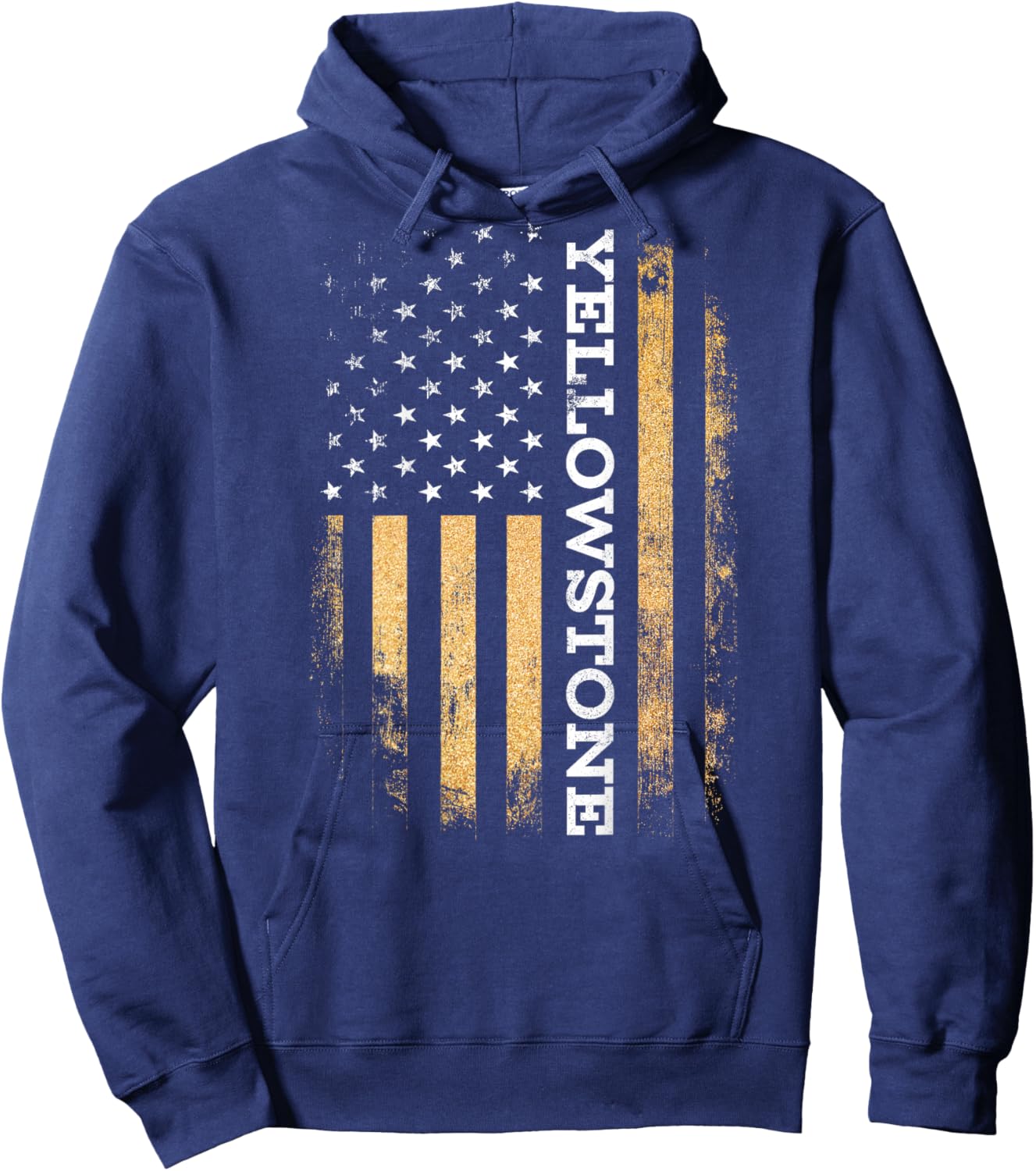 Funny Yellow Stone Flag Yellowstone American Flag (on Back) Hoodie - Hoodie | Navy
