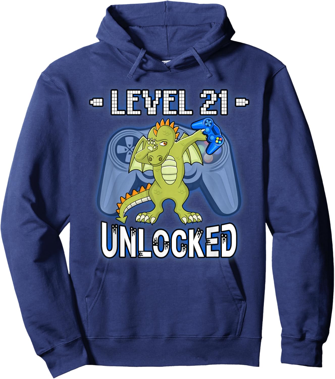 Level 21 Unlocked - Funny Dabbing Dragon Gamer 21st Birthday Hoodie - Hoodie | Navy