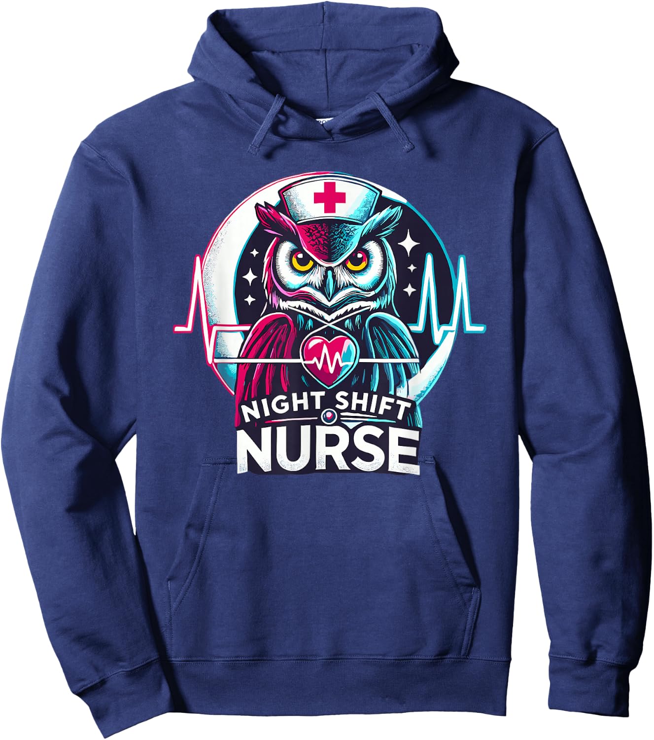 Night Shift Nurse Owl RN RT US Funny Nurse Hoodie - Hoodie | Navy